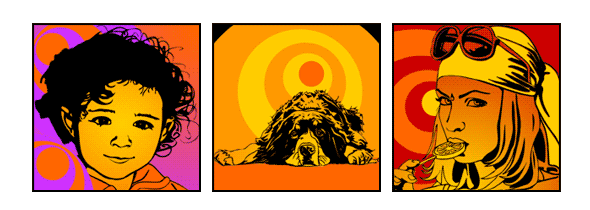 Dein Foto als 70er Retro Kunstwerk pop art Beispiele