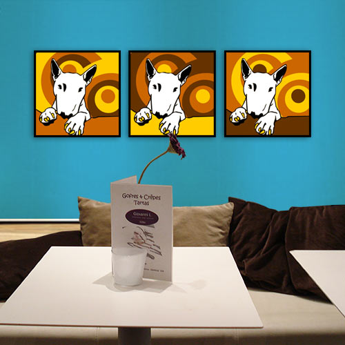 POP ART 70er Jahre Retro Bild Bullterrier Mini Bully Poster Geschenke Bulli