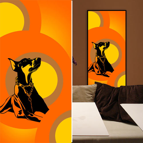 Hund Dobermann Panorama Pop Art Retro Bilder Tierportraits von bg-color.de