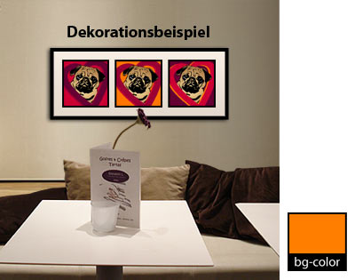 Dekorationsbeispiel - Mops no.3 Hundebilder - 3x Pop Art