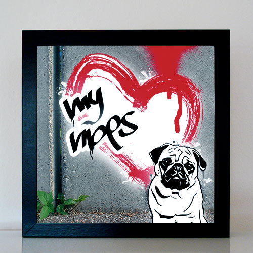 Mops Streetart Style Graffiti Urban Art Poster Bild Fotoposter Druck