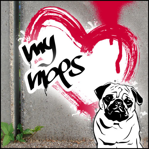 süße Hunde Bilder Mops Graffiti Style Streetart Geschenkidee für Mops-Besitzer