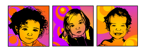 freche Kinderportraits im Retro-Stil pop Art