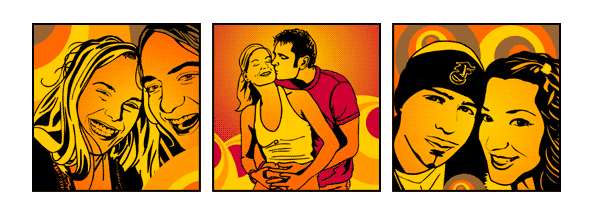 Retro-Bilder für verliebte Paare Pop Art persönliches Design