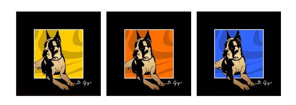 Pop Art Hund Boxer kupiert von Birgit Greger