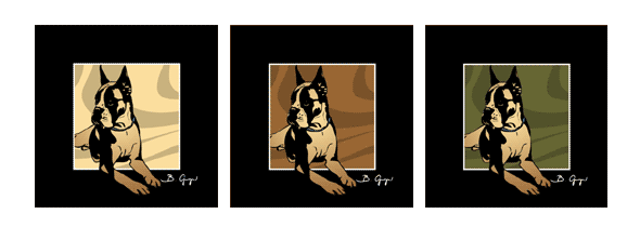 Pop Art Hund Boxer kupiert beige, braun, olive von Birgit Greger