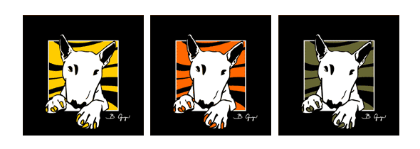 Pop Art Hund Bullterrier Mini Bulli Miniatur von Birgit Greger