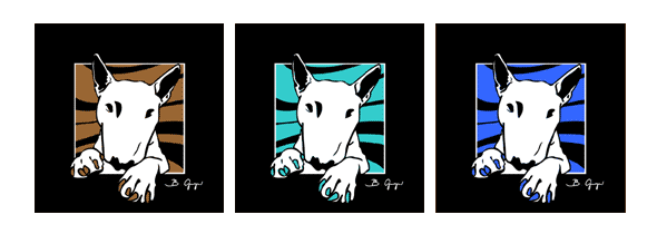 Pop Art Hund Bullterrier Mini Bulli Miniatur weiß von Birgit Greger