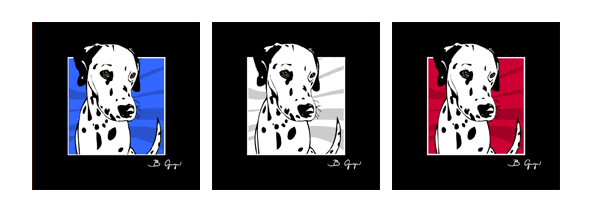 Pop Art Hund Dalmatiner blau weiß rot von Birgit Greger