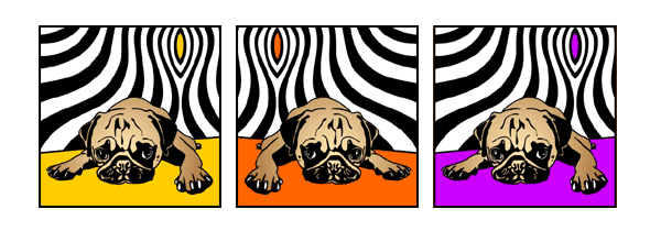 Hund Mops 4 Pop Art Retro Bild Tierportrait von bg-color.de