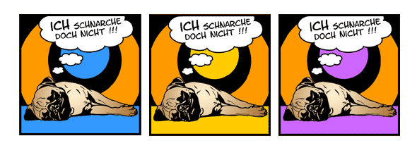 Hund Mops 5 schlafend Pop Art Retro Bild Tierportrait von bg-color.de