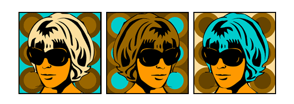 Seventies Girl türkis 70er Jahre Illustration Pop Art Bilder