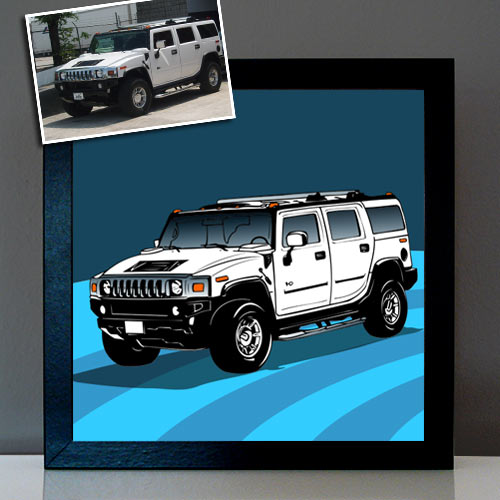 Auto als Pop Art mit Racing Streifen
