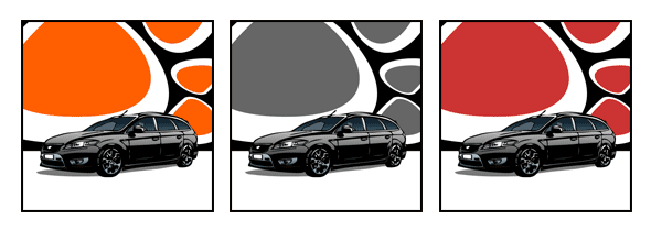 Pop Art Auto 3er-Set im Sixties Style 60er Jahre