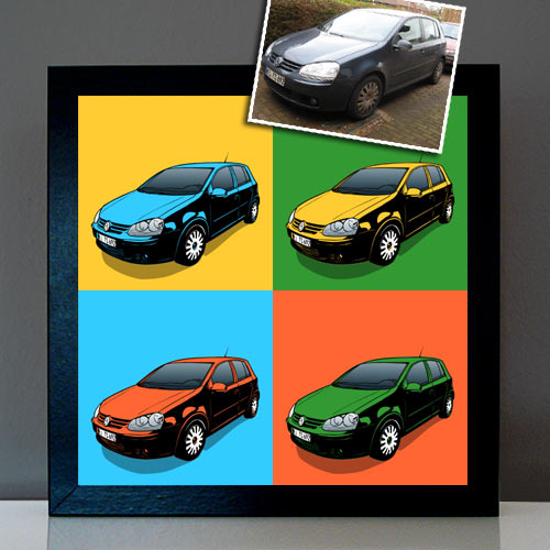Pop Art 4er Bild Motiv eigenes Auto nach Foto