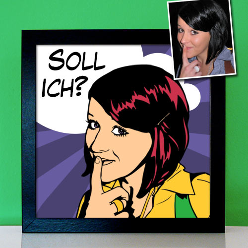 comic nach fotovorlage Frau mit Sprechblase Lichtenstein Style