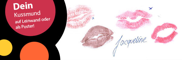 personalisierte Kussbilder vom eigenen Lippenstift Abdruck als Poster oder auf Leinwand