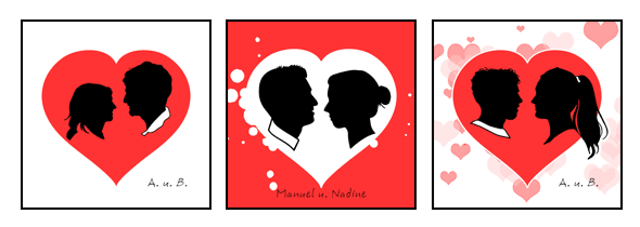Pop Art Scherenschnitt, klassisch romantisch mit Herz