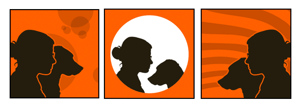 Pop Art Scherenschnitt Silhouetten Profilbild ich und mein Hund vom Foto