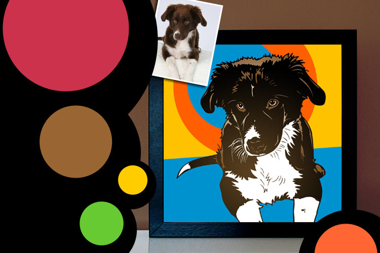 Pop Art Tierportrait nach Foto Hund Hundebilder von Birgit Greger - bg-color.de