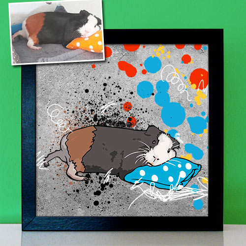 Pop Art Tierportraits Meerschweinchen zeichnen lassen Haustier Lieblingstier