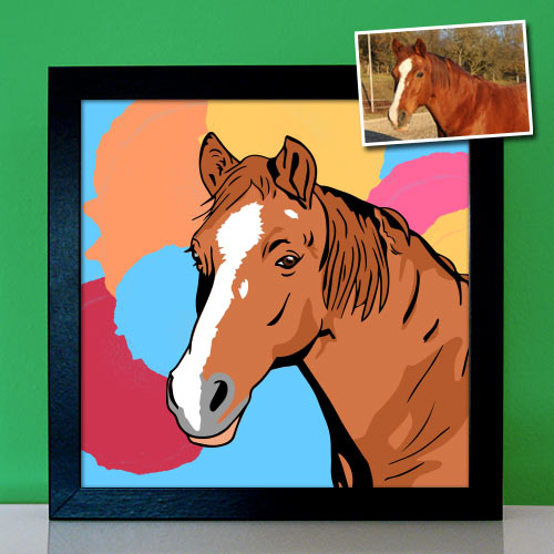 Pop Art Tierportraits Pferd zeichnen lassen Hengst Stute Fohlen Haustier