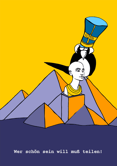 Pop Art Illustration Elster und Nofretete