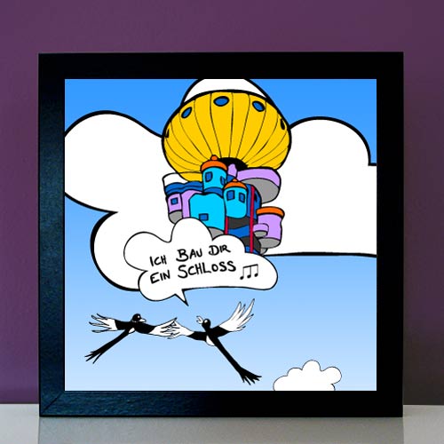 Pop Art Illustration verliebte Elstern Turmbau Elsternest
