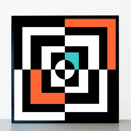 Op-Art Kunstwerk Quadrate invers