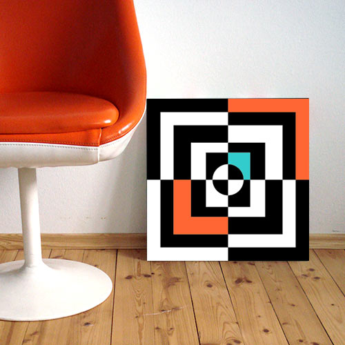 Op-Art Inverse mit 70er Jahre Sessel