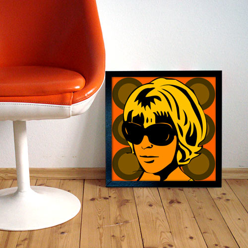 Seventies Girl neben 70er Jahre Sessel Illustration Pop Art Bild