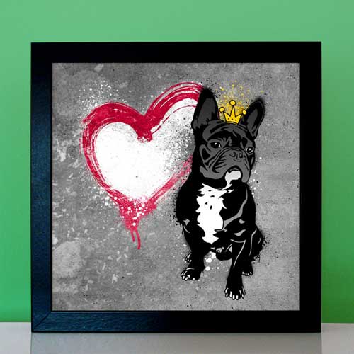 StreetArt Hund französische Bulldogge mit Krone von Birgit Greger